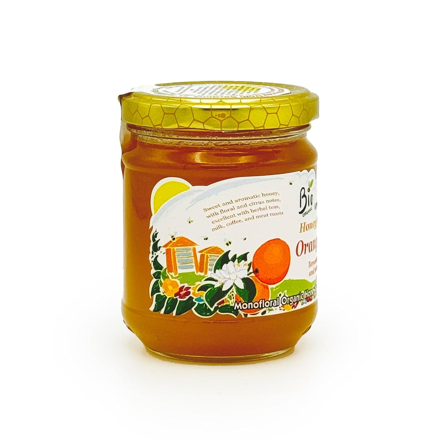 WellEatable Orange Blossom Organic Raw Honey from Orange Tree Flowers, Sweet and Aromatic Honey from Sardinia, Italy - (250gr) 8.81 Ounce (Pack of 1)