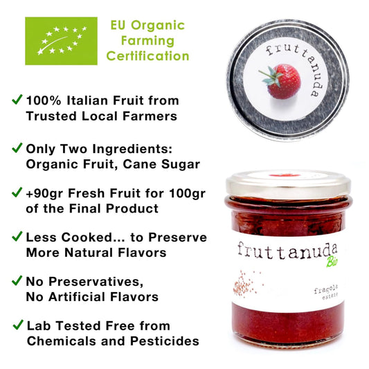 WellEatable Strawberry Jam Preserves, Organic Spread, 100% Italian Fresh Fruit, Only Two Ingredients, More Fruit +90%, Less Sugar, No Chemicals - Strawberry, 4 x 8.1 Oz (Pack of 4)