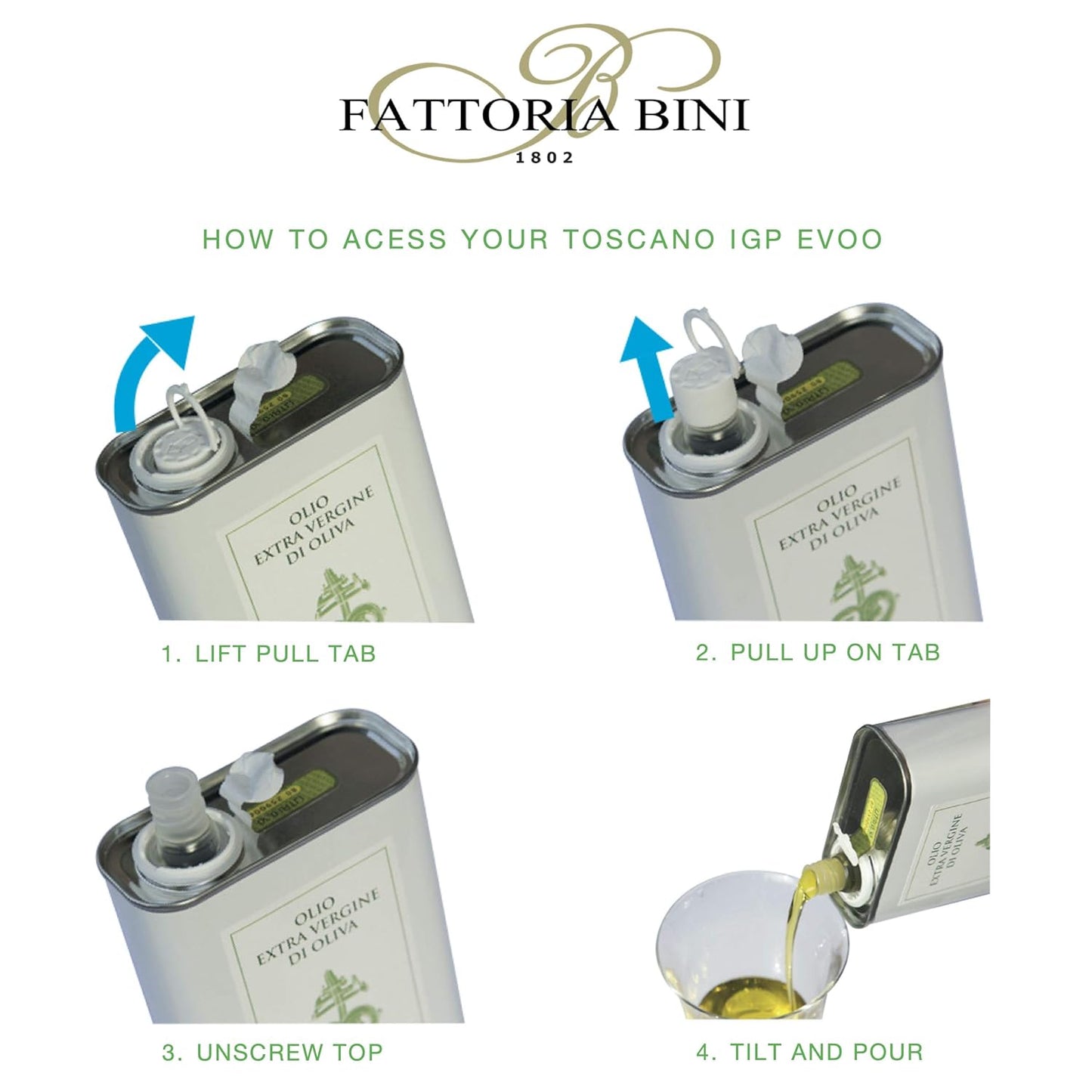 Fattoria Bini Tuscany Extra Virgin Olive Oil from Italy – 2025 Gold Award Winner, 900+ mg/kg Polyphenol-Rich Cold-Pressed evoo – No pesticides, Versatile for Drinking, Cooking & Finishing Use (Pack Of 4)