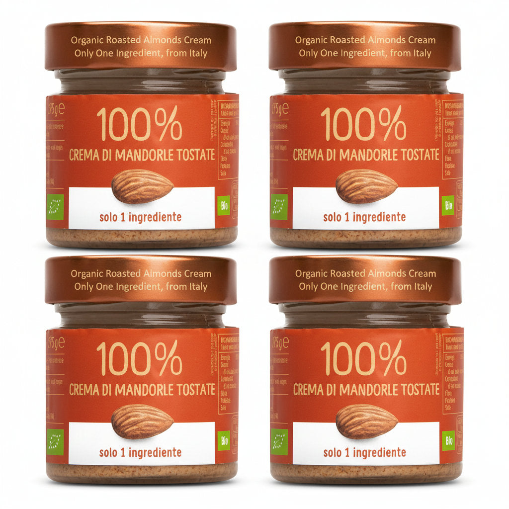 WellEatable Organic Roasted Almonds Cream, Only One Ingredient – 100% Italian Almonds, No Sugar Added, No Palm Oil, Vegan, Paleo, Keto Friendly, Non-GMO - 6.2 Ounce (Pack of 4)