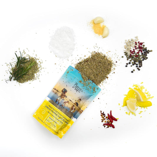 WellEatable Lemon Pepper Sea Salt Flower Condiment, Fleur de Sel, Fior di Sale, Flaky Artisanal Raw Sea Salt from Trapani, Sicily, Italy, with Only Natural Ingredients - (150gr) 5.3 oz