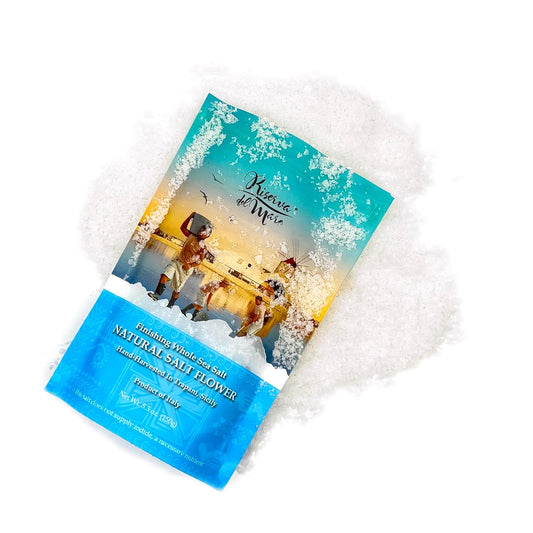 WellEatable Natural Sea Salt Flower, Fleur de Sel, Fior di Sale, Flaky Artisanal Raw Sea Salt from Trapani, Sicily, Italy - (150gr) 5.3 oz