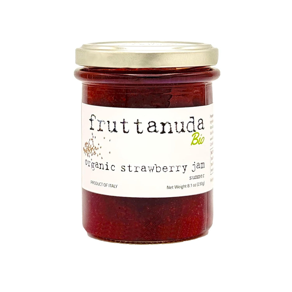 WellEatable Strawberry Jam Preserves, Organic Spread, 100% Italian Fresh Fruit, Only Two Ingredients, More Fruit +90%, Less Sugar, No Chemicals - Strawberry, 8.1 oz (Pack of 1)