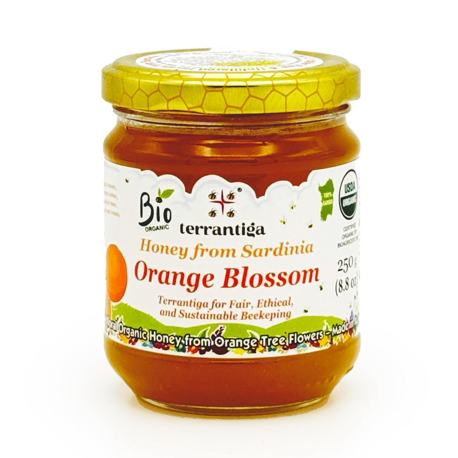 WellEatable Orange Blossom Organic Raw Honey from Orange Tree Flowers, Sweet and Aromatic Honey from Sardinia, Italy - (250gr) 8.81 Ounce (Pack of 1)