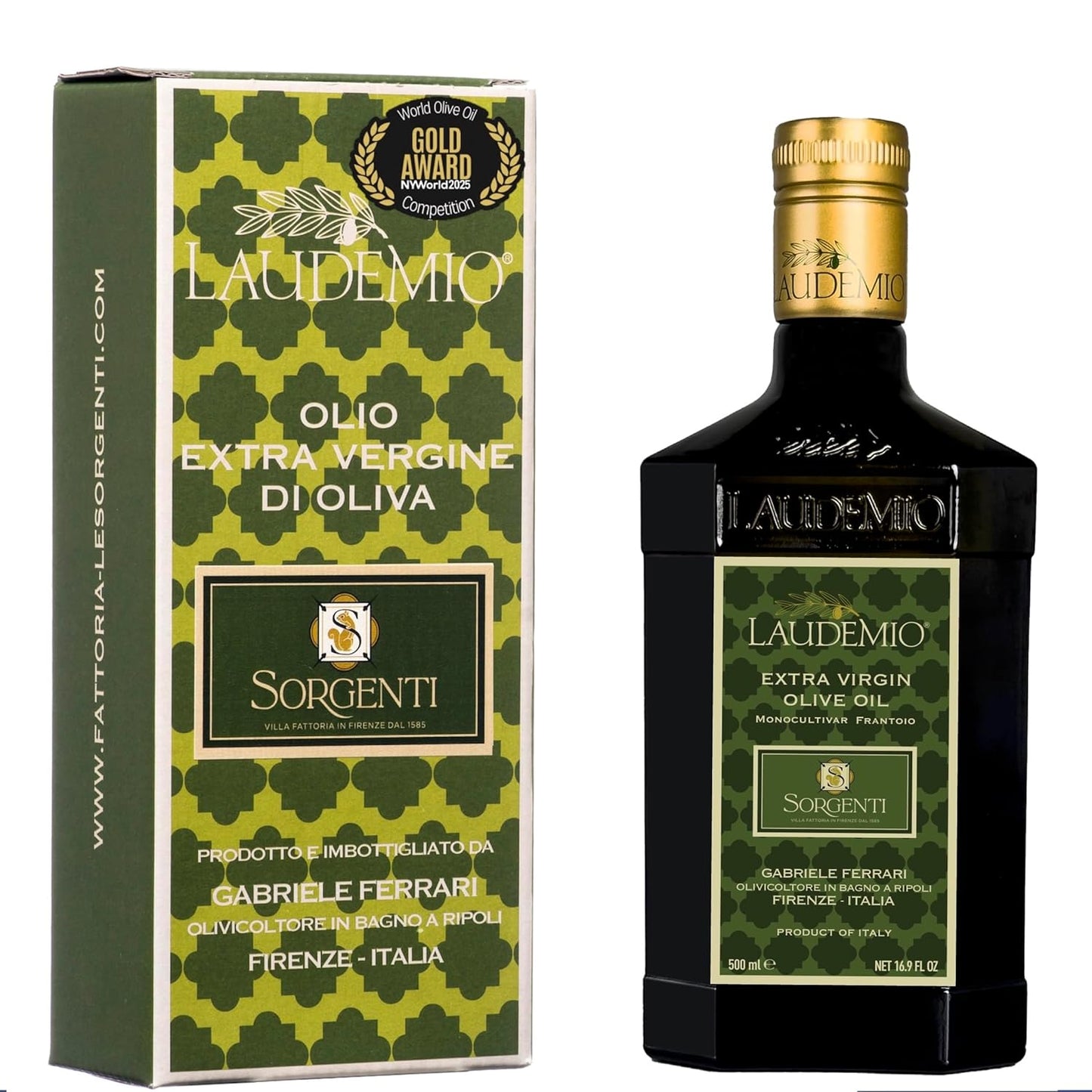 Laudemio Sorgenti +650 mg/kg Polyphenols-Rich Tuscany Extra Virgin Olive Oil, 16.9 fl oz