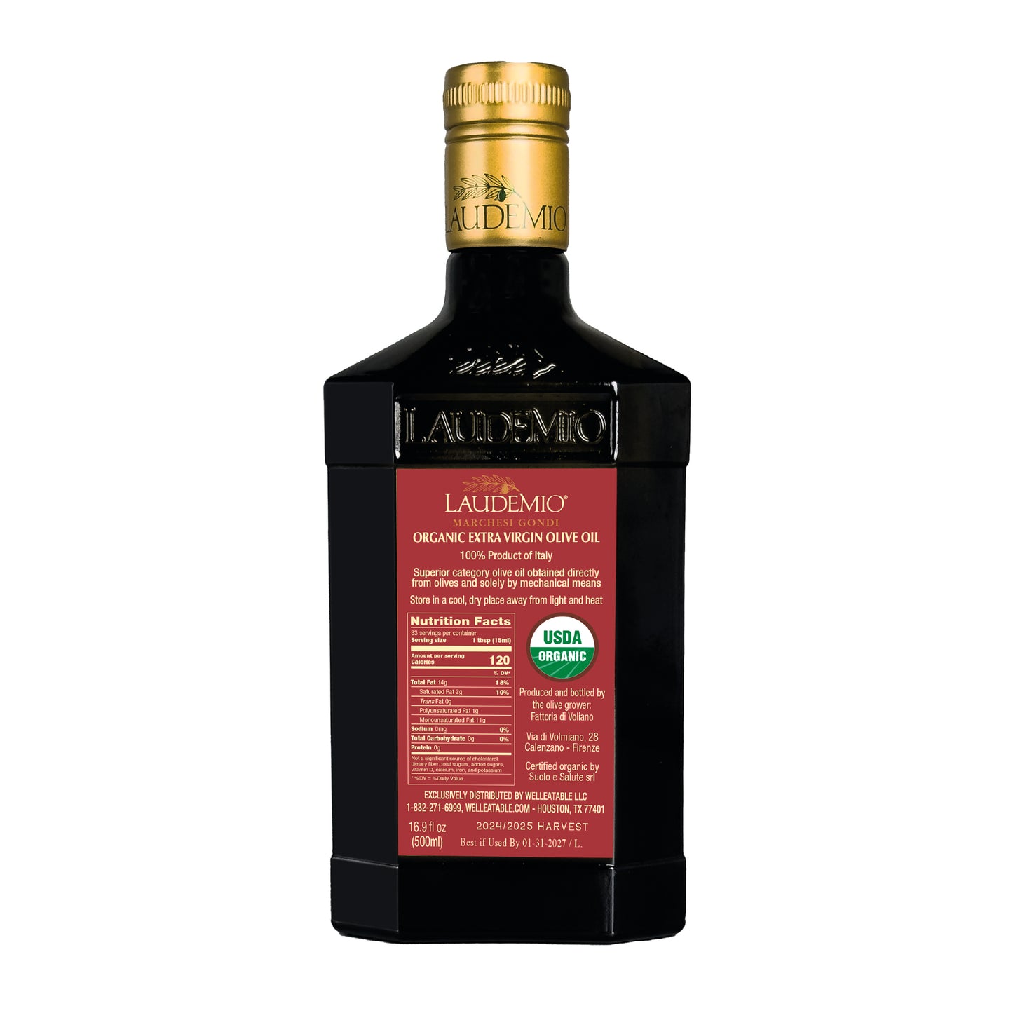 Laudemio Volmiano +800 mg/kg Polyphenols-Rich Tuscany Organic Extra Virgin Olive Oil, 16.9 fl oz