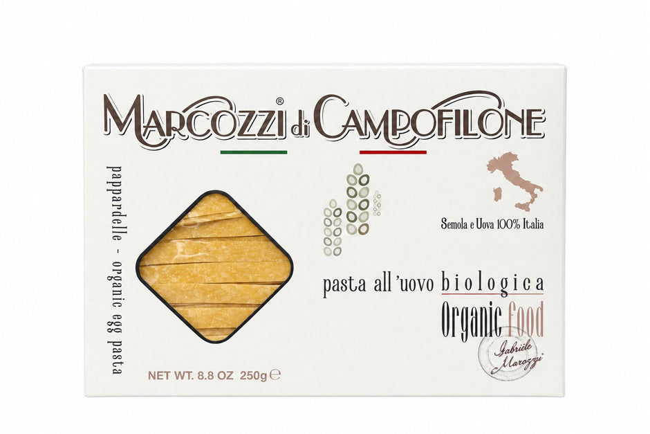 Pappardelle organic pasta — 250 g package front; sold as a 3-pack